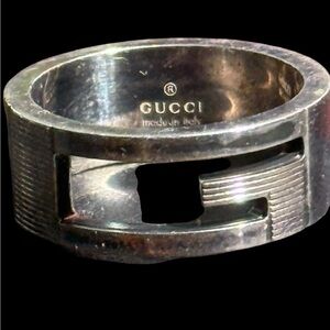 Gucci Men's Silver Cutout Ring